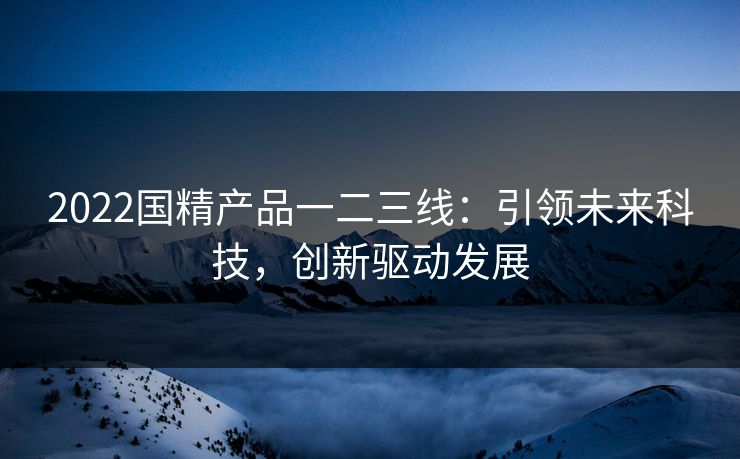 2022国精产品一二三线：引领未来科技，创新驱动发展