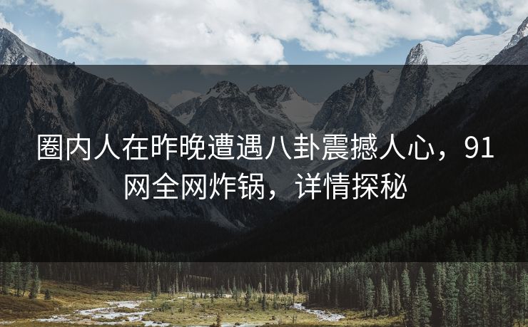 圈内人在昨晚遭遇八卦震撼人心，91网全网炸锅，详情探秘