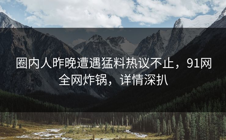 圈内人昨晚遭遇猛料热议不止，91网全网炸锅，详情深扒