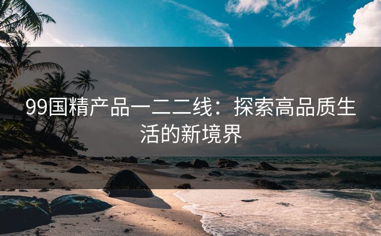 99国精产品一二二线：探索高品质生活的新境界