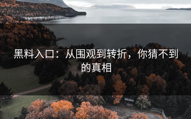 黑料入口:从围观到转折,你猜不到的真相 黑料入口:从围观到转折,你猜不到的真相